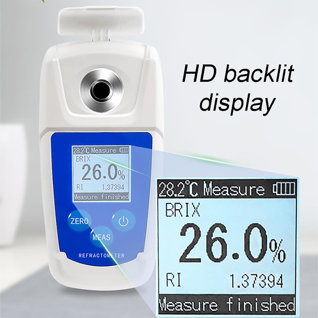 Refractómetro Digital Brix, Refractómetro De Miel 0‑32/55%, Compensación De Temperatura, Visualización De Temperatura/índice De Refracción/concentración De Azúcar, Para Bebidas De Jugo De Frutas\
