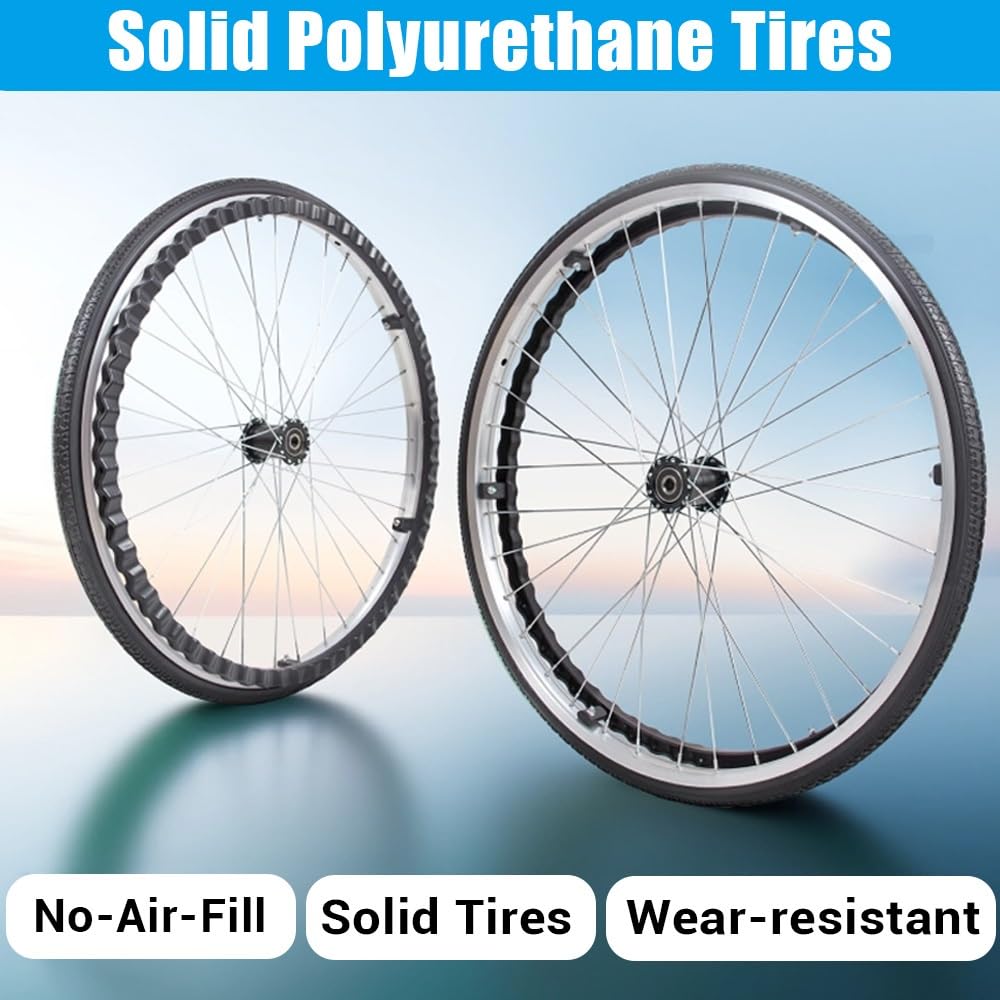Ruedas De Repuesto Para Silla De Ruedas, 20 22 24 Pulgadas Rueda Trasera Neumático Sólido, Accesorios Para Sillas De Rueda Negro/Gris | Black,1Pcs-22in/55cm