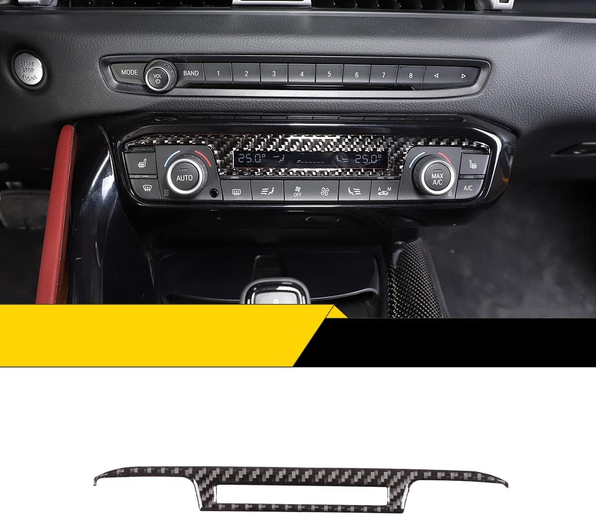 Real Carbon Fiber Interior Decoration Sticker for Toyota Supra GR A90 A91 MK5 2019-2022 Center Console Air Conditioning Display Panel (Carbon Fiber Black)