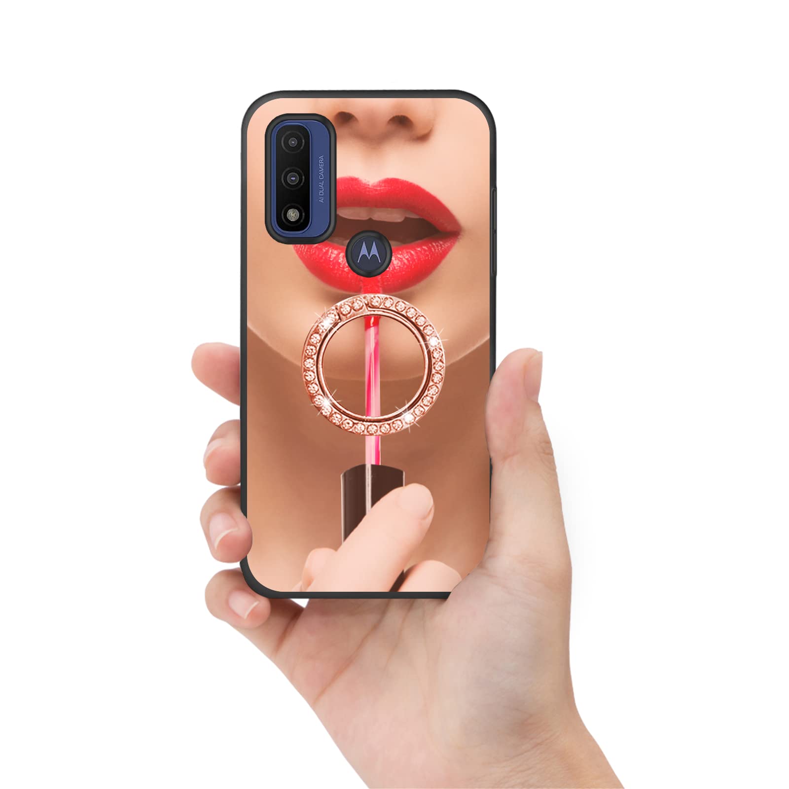 AnnyojoLuxury Fashion for Moto G Pure/G Power (2022) Mirror Case, Women Soft TPU Bumper Frame Shockproof Tempered Glass Cover with Ring Kickstand, for Motorola G Pure/G Power - Mirror Rose