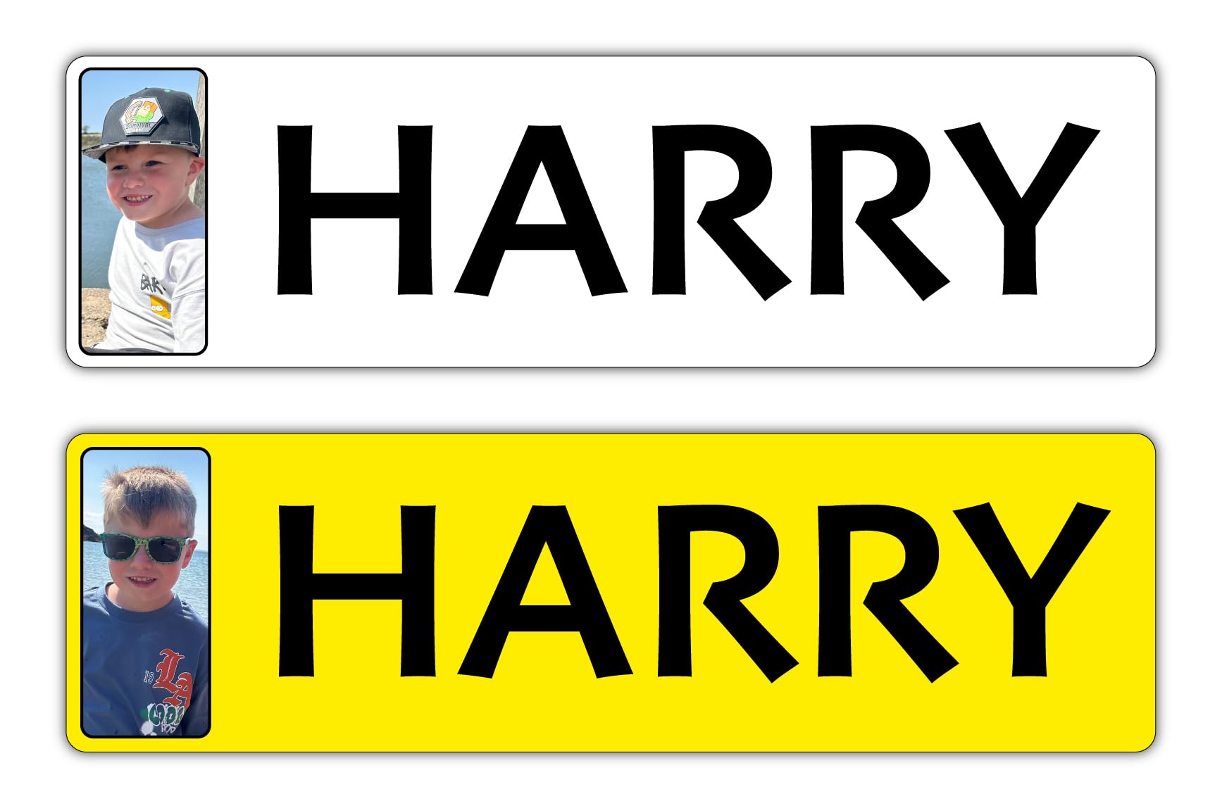 Kids Personalised Picture & Text Number Plates Vinyl Sticker Set Front & Rear - Child's Children's Electric Ride On Car Bike Trike Etc NOT Road Legal - Epic Modz