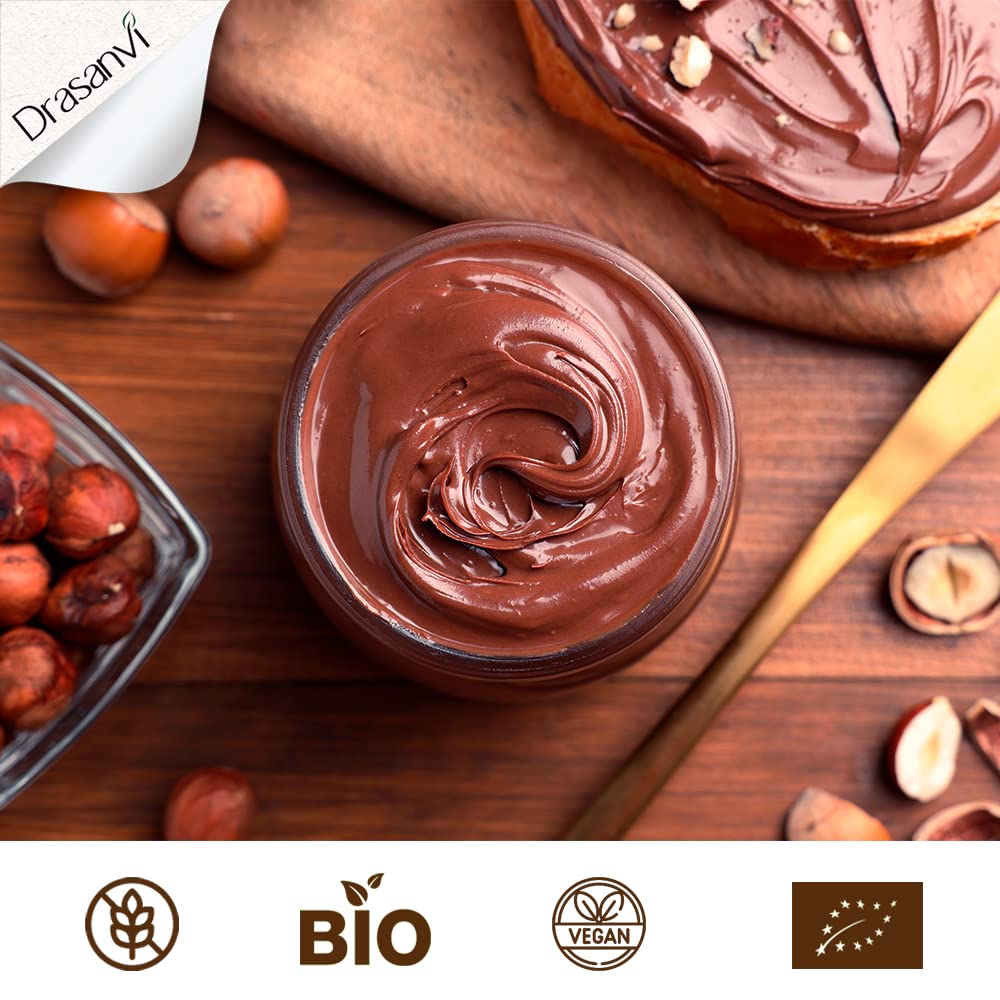 ECOSANA CREMA DE CACAO Y AVELLANAS CERTIFICADO BIO by DRASANVI - Ingredientes de procedencia ecológica - SIN aceite de palma - VEGANO - SIN GLUTEN - 200g