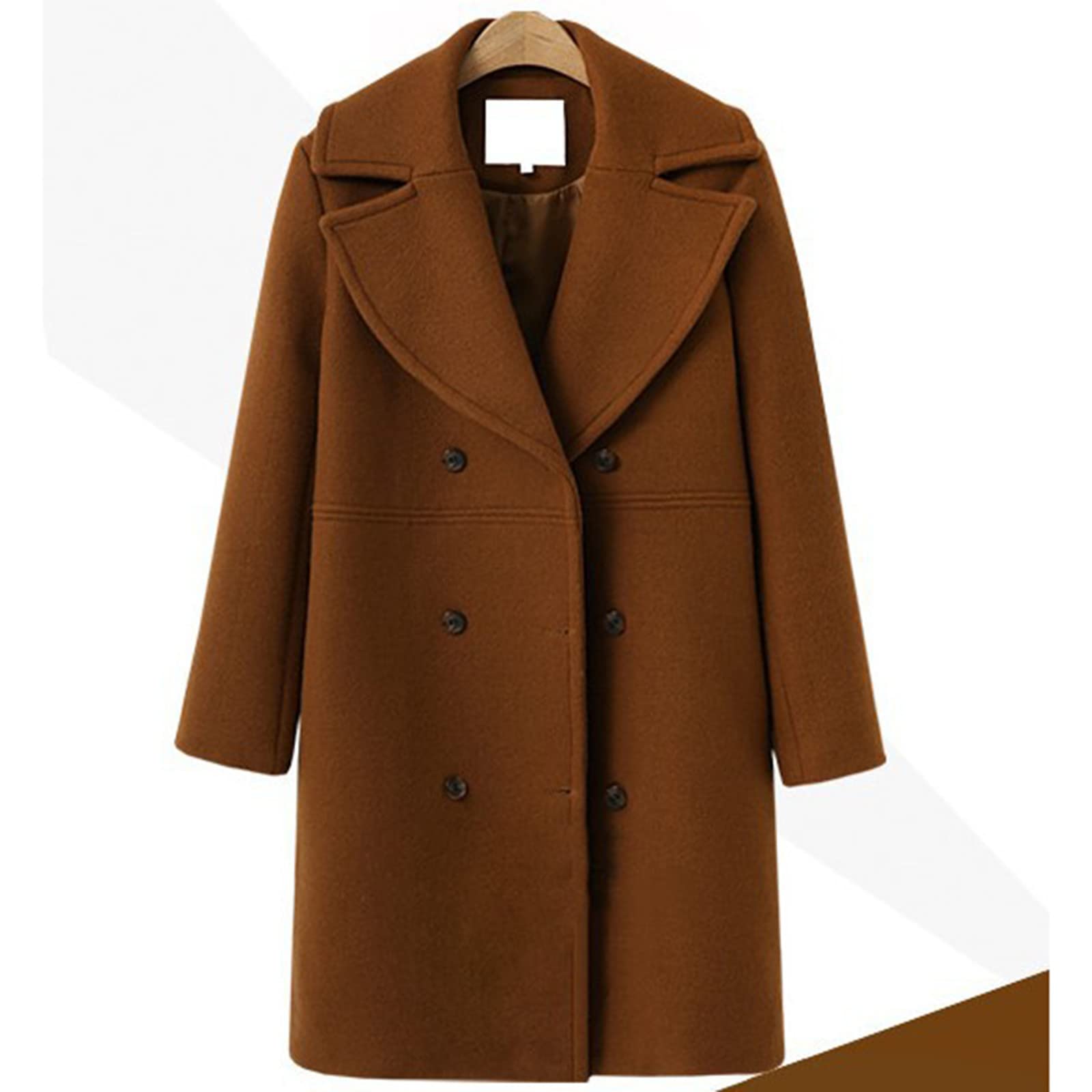 Manteau long en peluche pour femme - Élégant - Couleur unie - Manteau d'hiver chaud - Cardigan à revers - Avec poches - Mode trench-coat décontracté