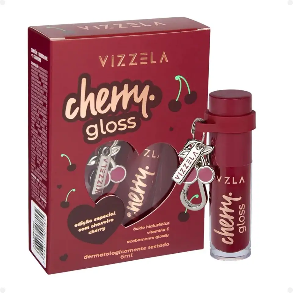 Lip Cherry Gloss Vizzela 6ml - Com Chaveiro Cherry