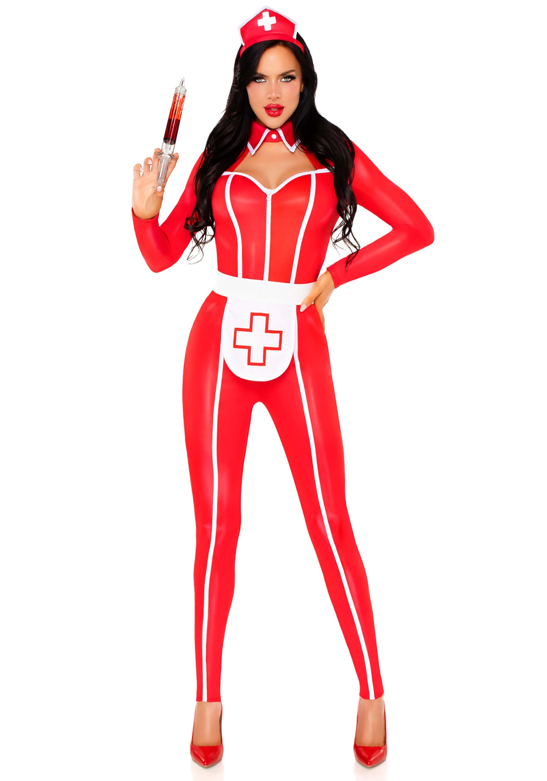 Leg Avenue Hospital Heartbreaker Women’s Catsuit Costume – Size S – Red