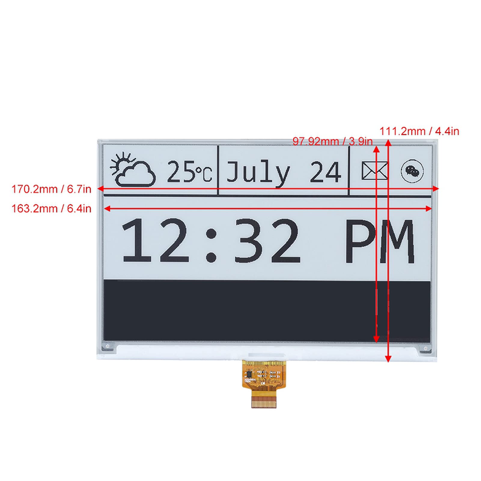 Pongnas 7,5-calowy Wyświetlacz E-Ink HAT 640 * 384 Płyta Modułu dla 2B/3B/3B+/z Interfejsem SPI