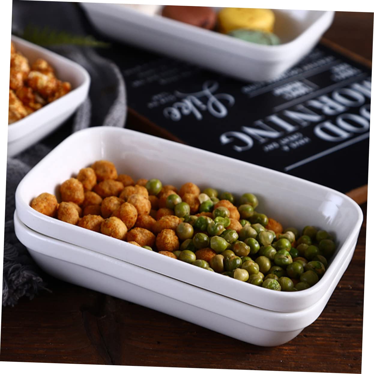 HOLIDYOYO 1pc Rectangular Dinner Plate Food Plates Condiment Dish Fruit Container Snack Storage Dish Bandejas Para Comida Dessert Trays Tapas Plate Dipping Dish Ceramics White re-usable