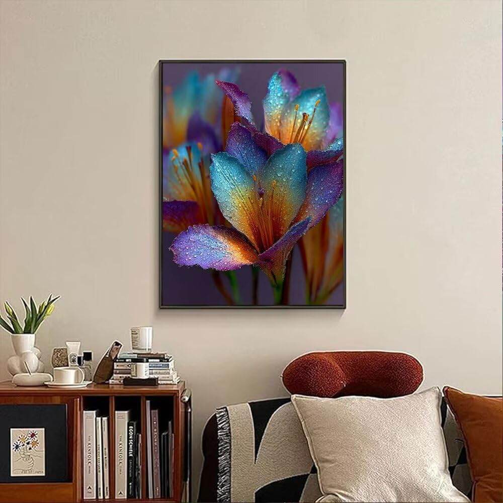 Fioletowy Kwiat Diament Malarstwo Zestawy Dla Dorosłych, 5D Okrągłe Diamenty Malowanie Dzieci Malarstwo, Diamant Sztuka Haft Cross Stitch Obrazy, Mozaika Do Dekoracji Ściany 90x120cm HJ8-665