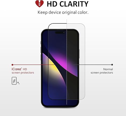 Miniatura 6 de iCarez Protector de pantalla de vidrio templado para iPhone 15 Pro de 6.1 pulgadas 2023 (paquete de 2) compatible con fundas, cobertura completa,