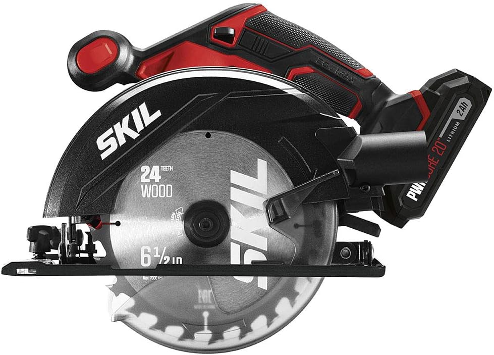 SKIL 20V 6-1/2 Inch Cordless Circular Saw Includes 2.0Ah PWR CORE 20 Lithium Battery