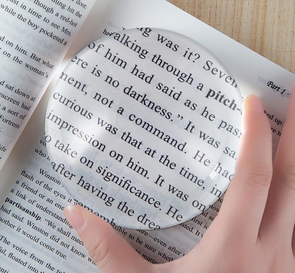 BIJIA 3.2 inch Acrylic Paperweight Magnifier Reading Magnifying Glass - Dome Magnifier/Paperweight Optical Half Ball Lens with White Box(80mm)