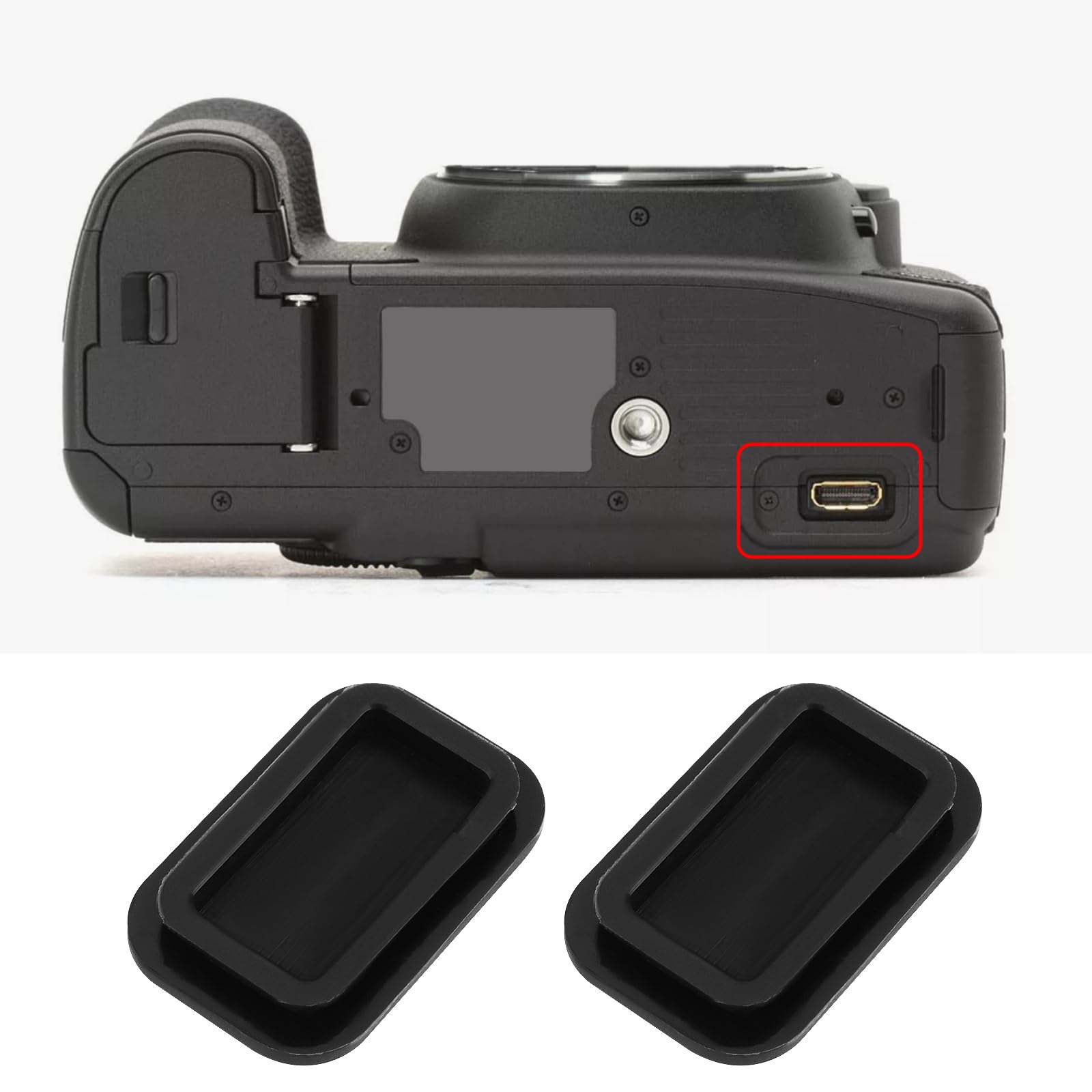 2 Tappi Di Gomma USB Per Canon 5D Mark II - Ricambio Per Fotocamera - Foto 2