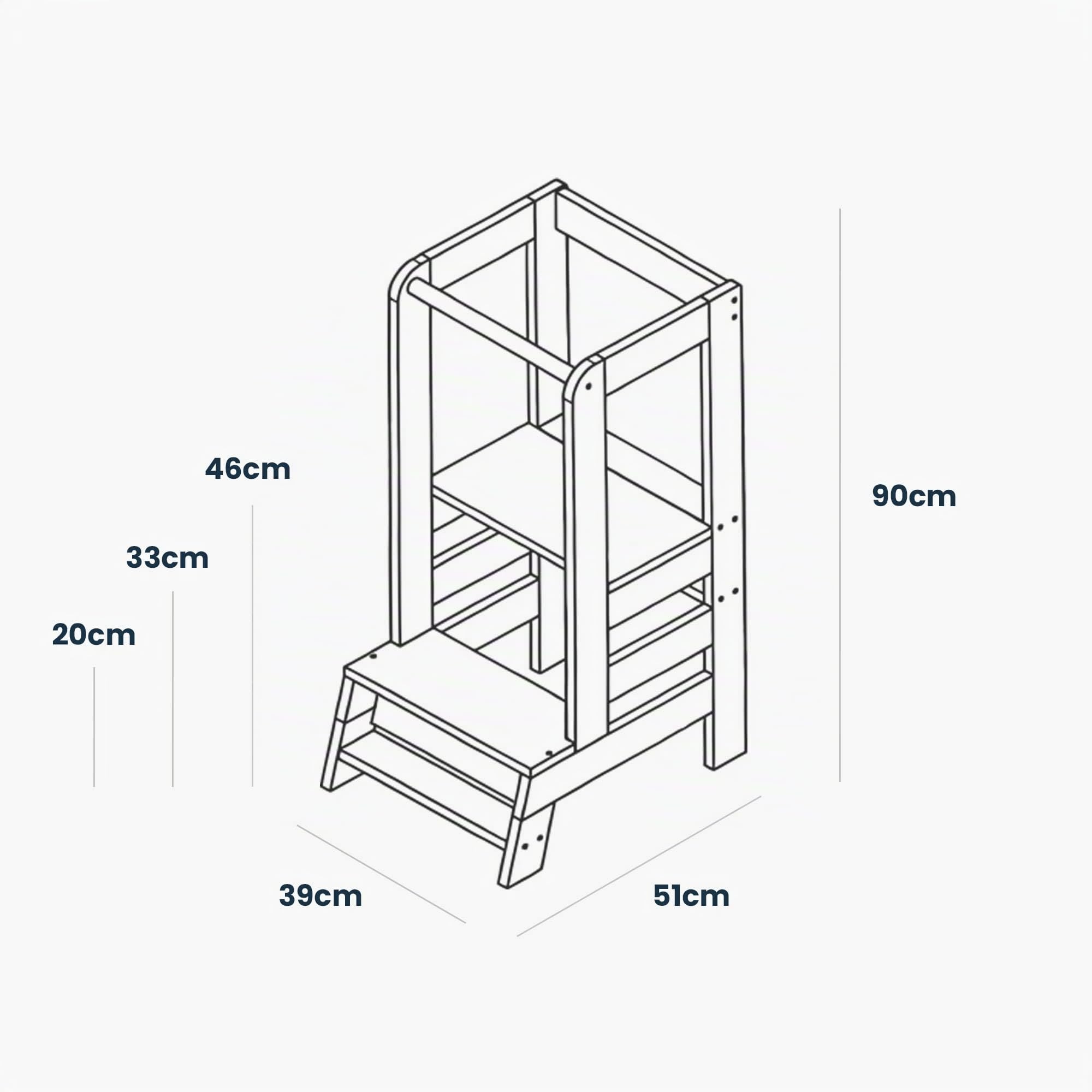 MEOWBABY Torre Montessoriana in Legno per Bambini - Torre di Apprendimento, Learning Tower, Naturale