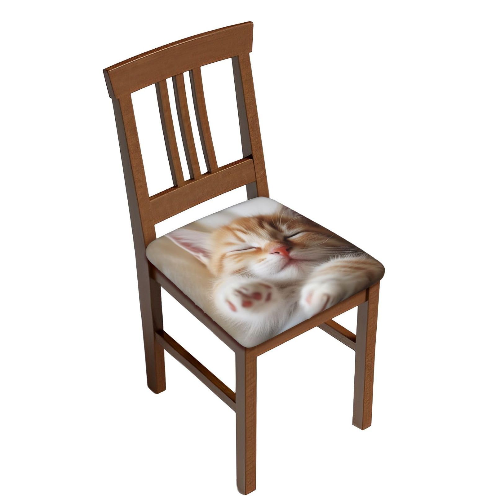 DWVTSLH Kitten Sleeps Bar Stool Covers Square, Six Piece High Elastic Soft Seat Cushion Cover Protector Washable Barstool Slipcovers Nonslip Replacement Square Bar Chair Covers