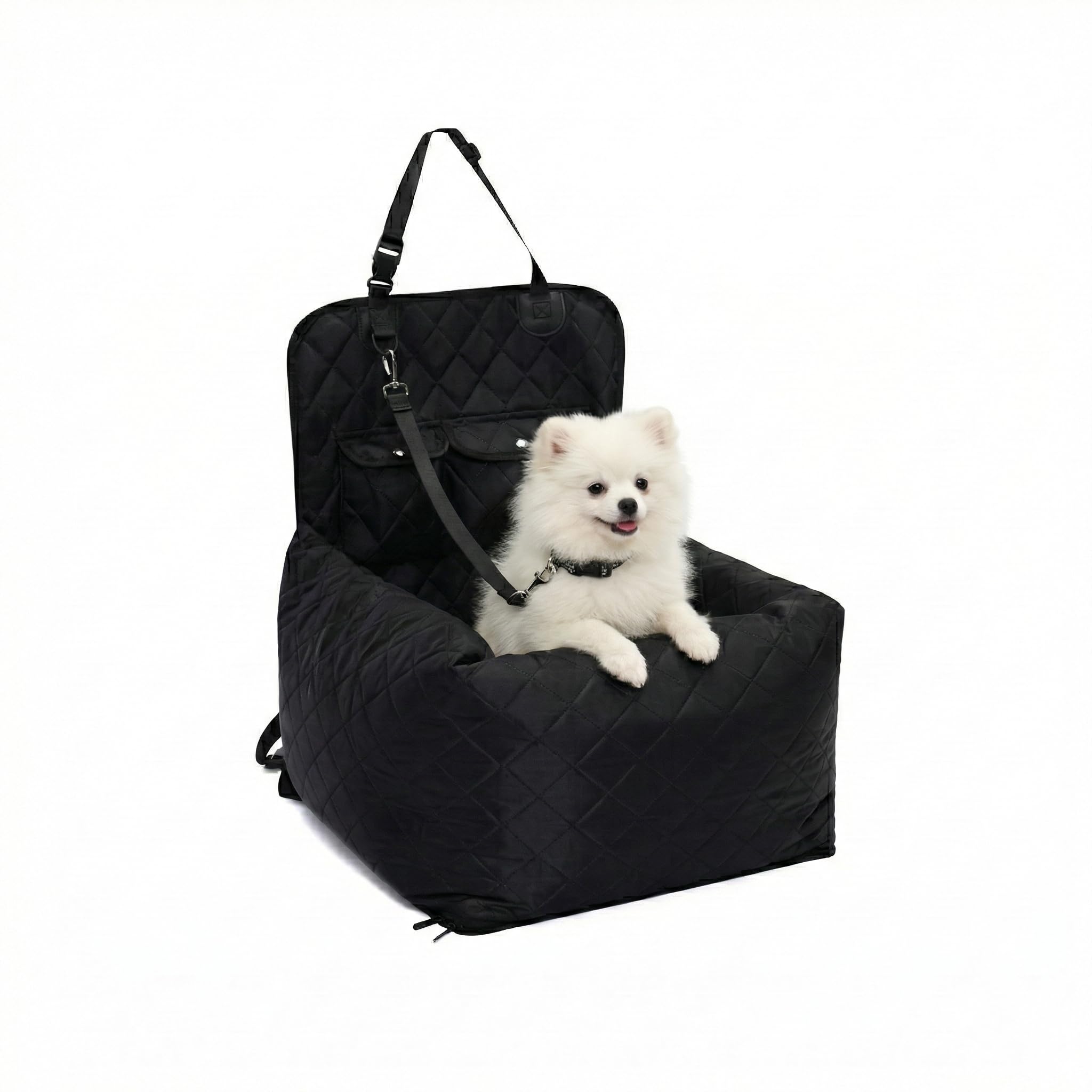 Dog Car Seat for Small & Medium Dogs Up to 40 lbs – Padded Booster Seat with Safety Belt, Waterproof Washable Cover – Fits Front & Back Seats | Pawperly