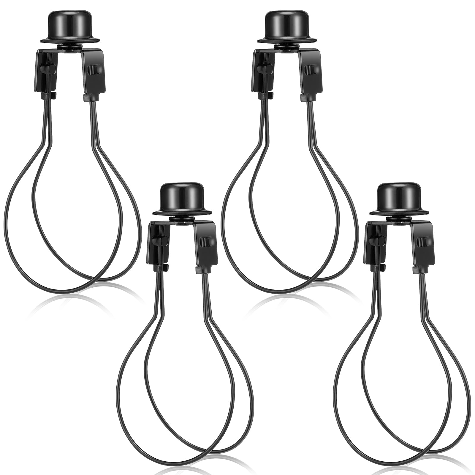 Honoson Bulb Lamp Shade Light Bulb Clip Adapter Includes Finial and Lampshade Levellers for Replacement (Black,4 Pcs)
