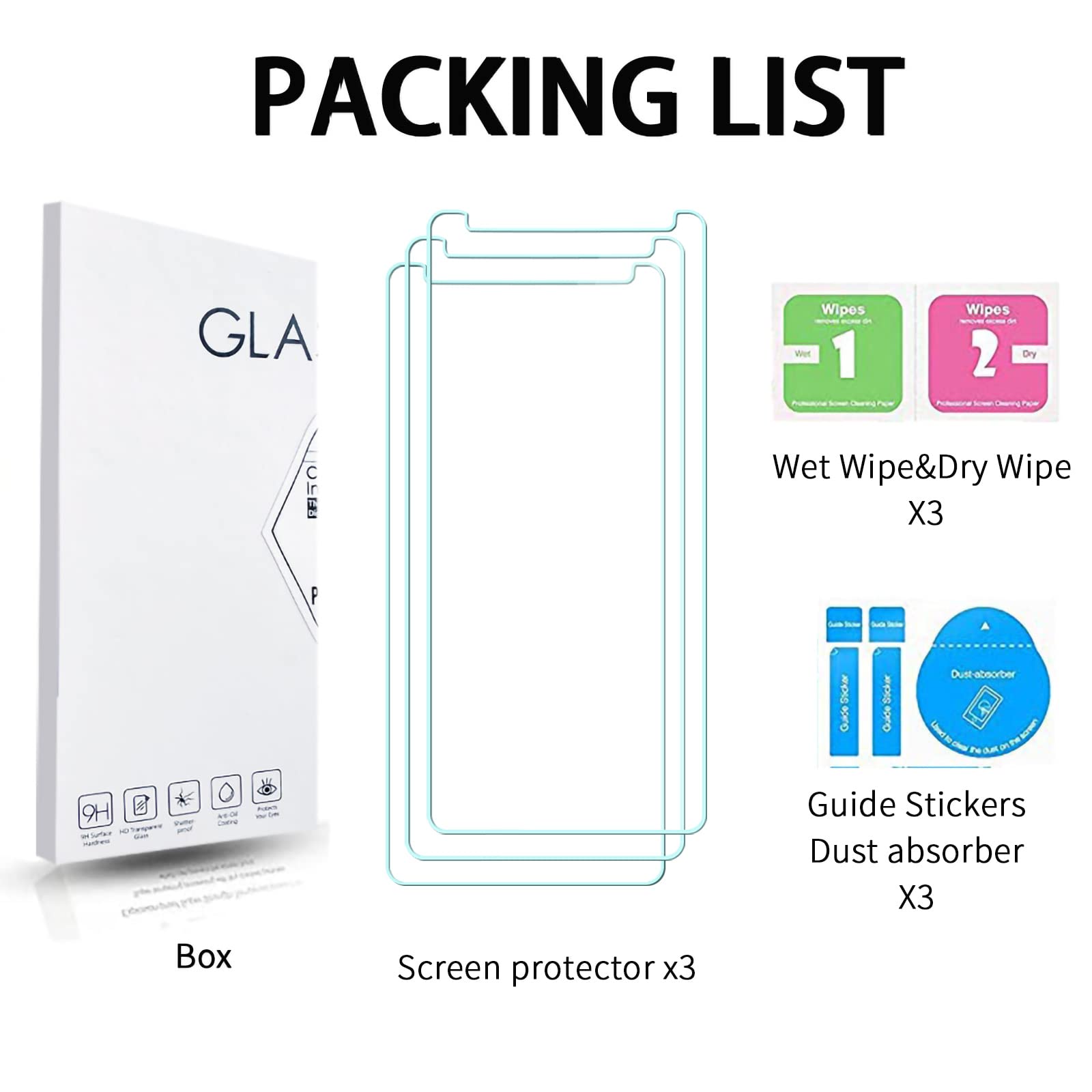 EASSGU 2 Pezzi Protezione Schermo Pellicola per Smartphone, Compatible with Blackview OSCAL S60 Pro (5.7 Inches) Pellicola Protettiva a Schermo Intero in Vetro Temperato HD - Nero