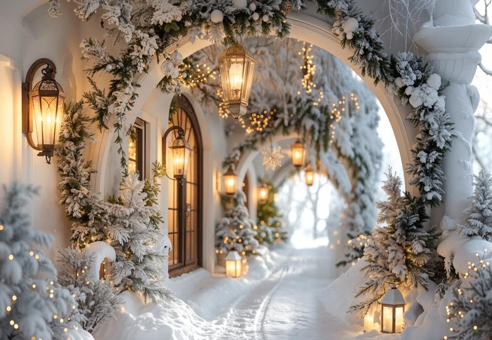 Kate 2,2 × 1,5 m sfondo fotografico natalizio albero di Natale decorazione di Natale archi parete corridoio grande scena neve bianca sfondo fotografico per Natale fotografo studio puntelli