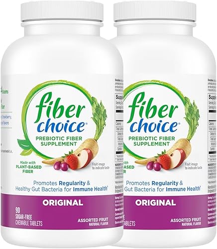 Fiber Choice Tabletas masticables diarias de fibra prebiótica, sin azúcar, 1 recomendación por gastroenterólogos, ayuda a apoyar la regularidad*,