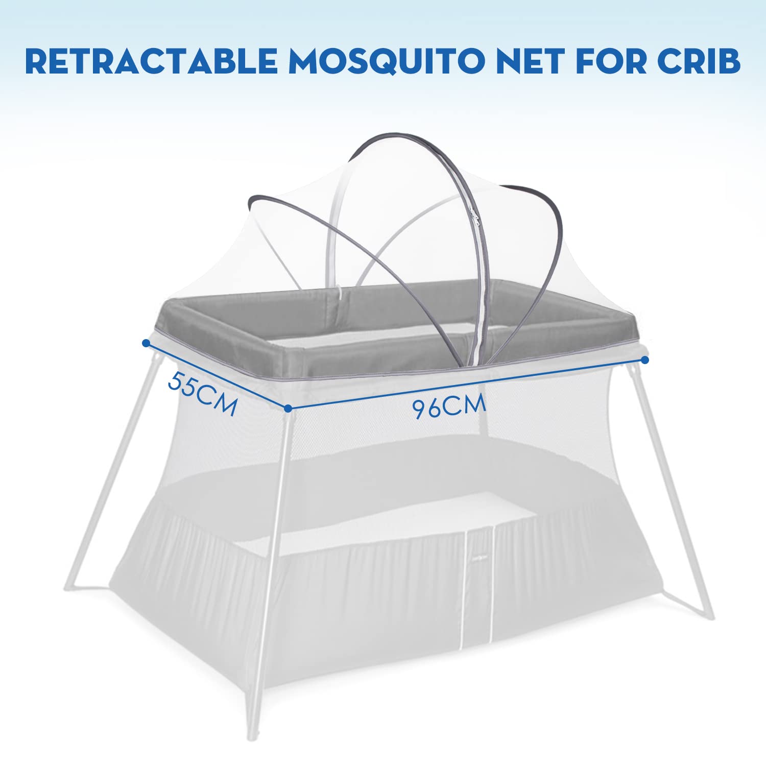 Beberoad Zanzariere per Culla Fianco Letto/Lettino Co-Sleeping/Culletta portatile neonato, Protezione Insetti per Neonati/Bambini,Facile Da Montare(Bianco,96X55cm)
