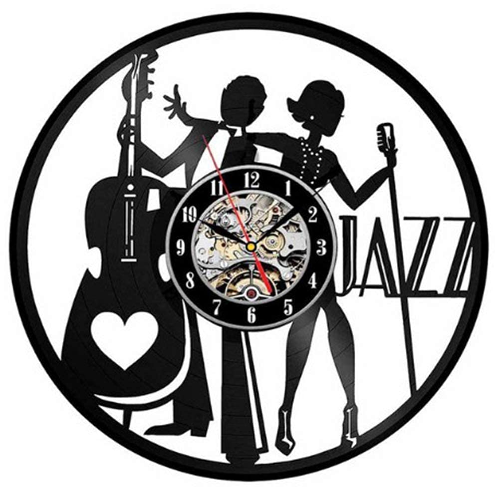 Horloge murale jazz en vinyle pour déco de bureau ou studio de musique