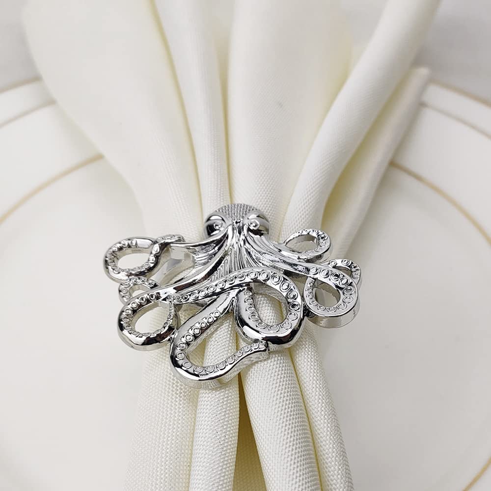 Portatovaglioli Ad Anello Tema Marino - Set 6 Pezzi Con Fibbie Oro, Per Tavola Elegante - Foto 11