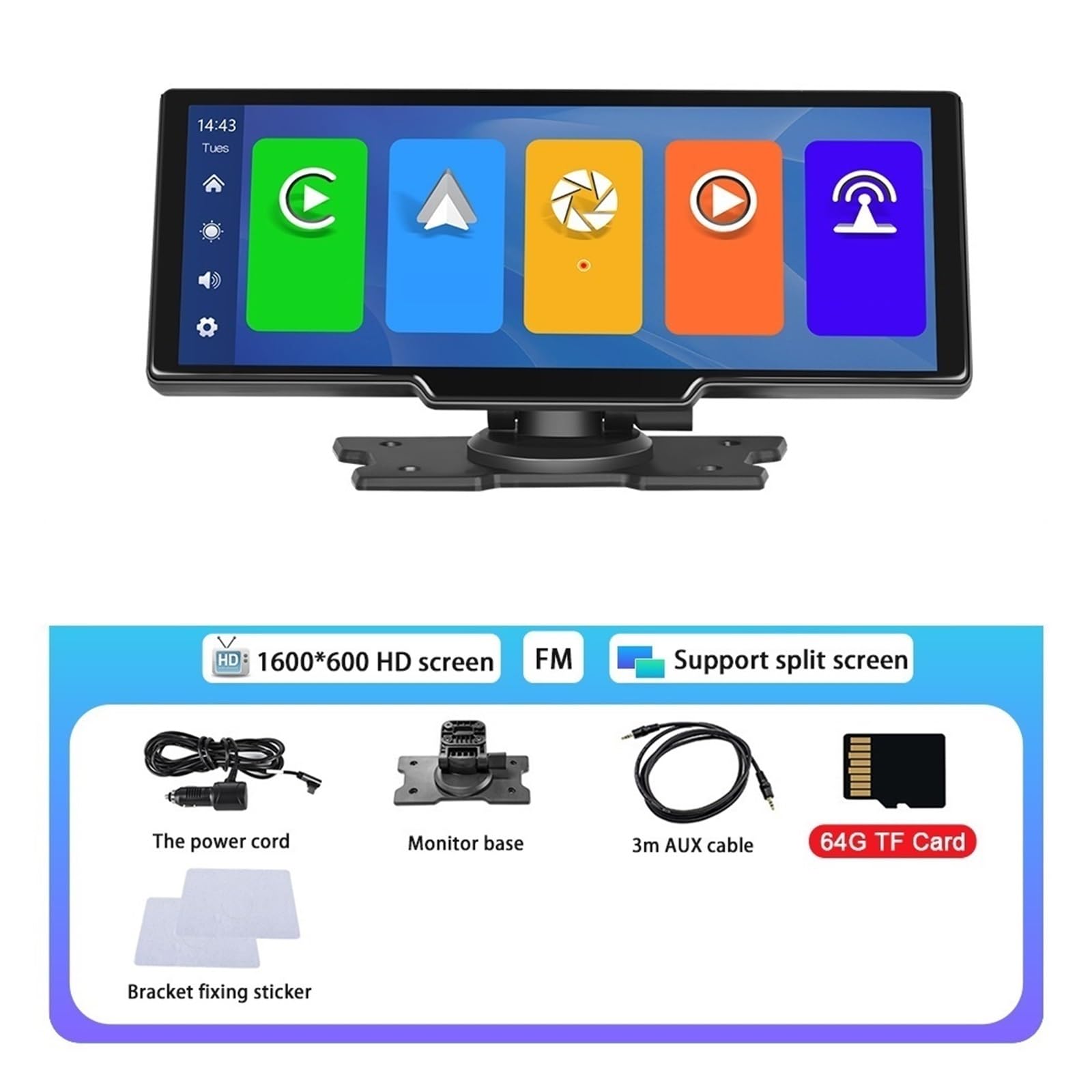 Navigatore Satellitare Telecamera for La Retromarcia Navigazione Videoregistratore Cruscotto Specchio Monitor Auto(Front Monitor 64G)