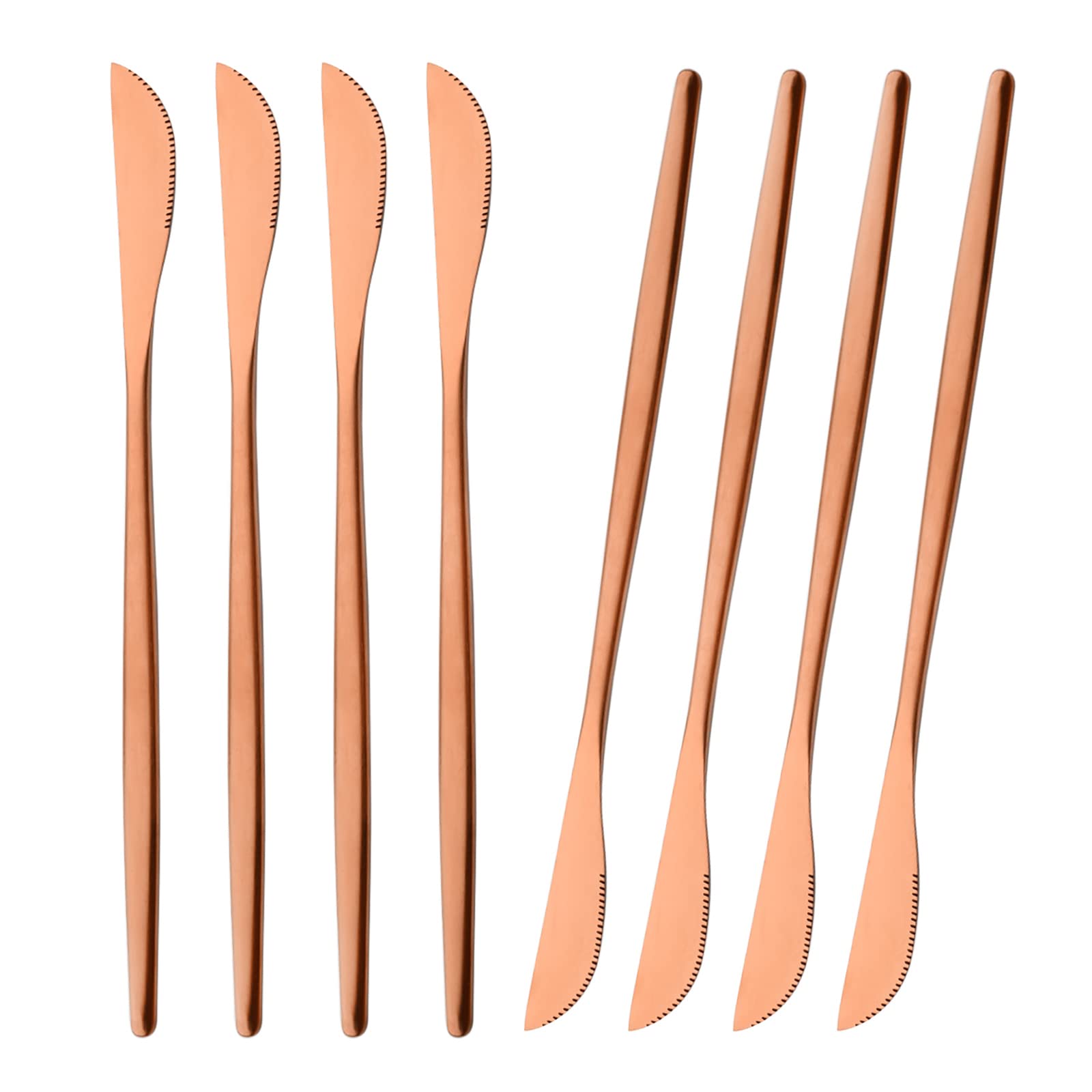 snplowum 8-Piece Matte Copper Dinner Knife, 8.66 Inch Stainless Steel Knife Set For Steak Dessert Butter Knife