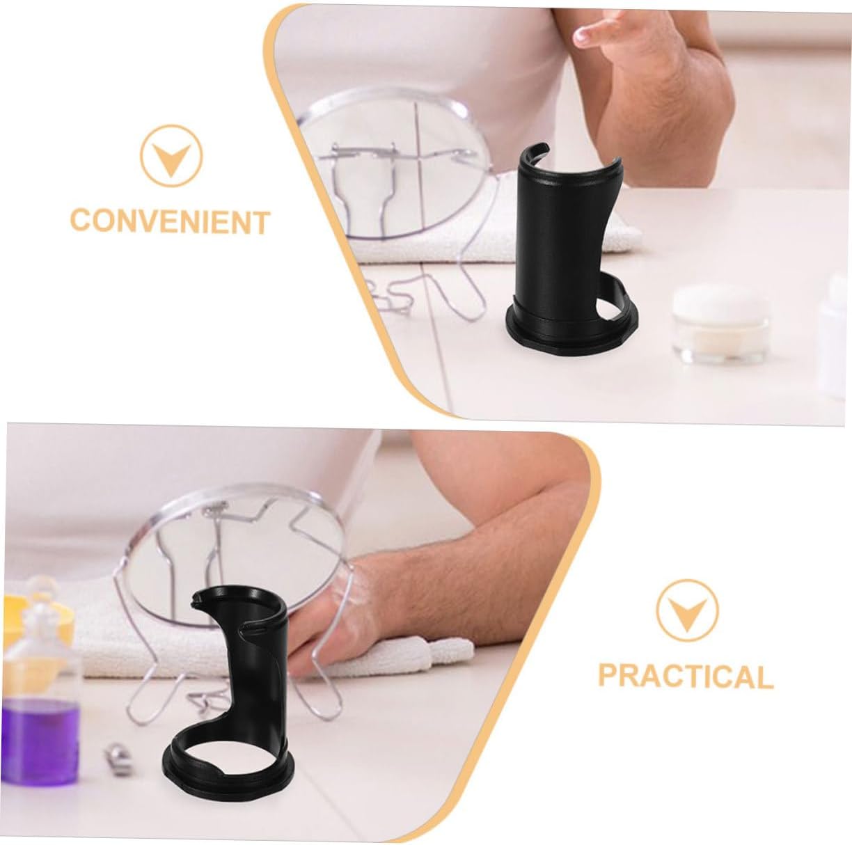 2pcs Shaving Brush Stand Holder for Straight Razor Beard Brush Rack Portable Grooming Tool Stand