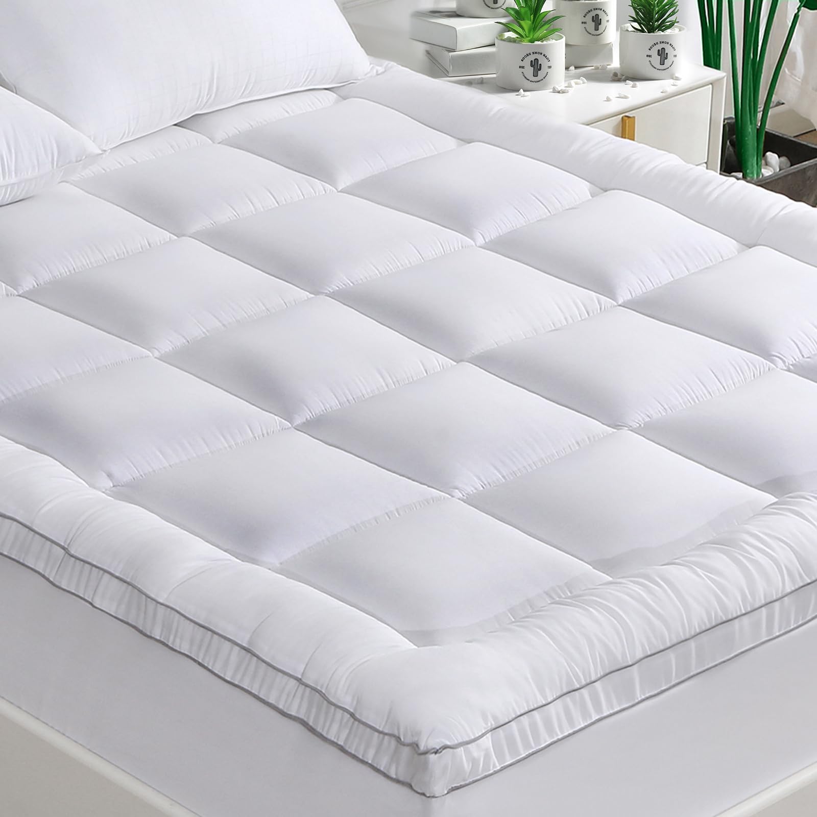 GRT Mattress Topper Single Size, 5 CM Thick Rayon from Bamboo Mattress Cover Padded with 9...