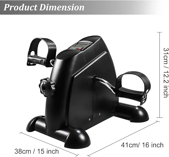 Holdfiturn Mini Pedal Exercise Bike, Pedal Exerciser, Under Desk Bike, Mini Stepper with LCD Screen Display, Adjustable Resistance Cycle Bike, Portable Home Gym Fitness Equipment for Arm or Leg