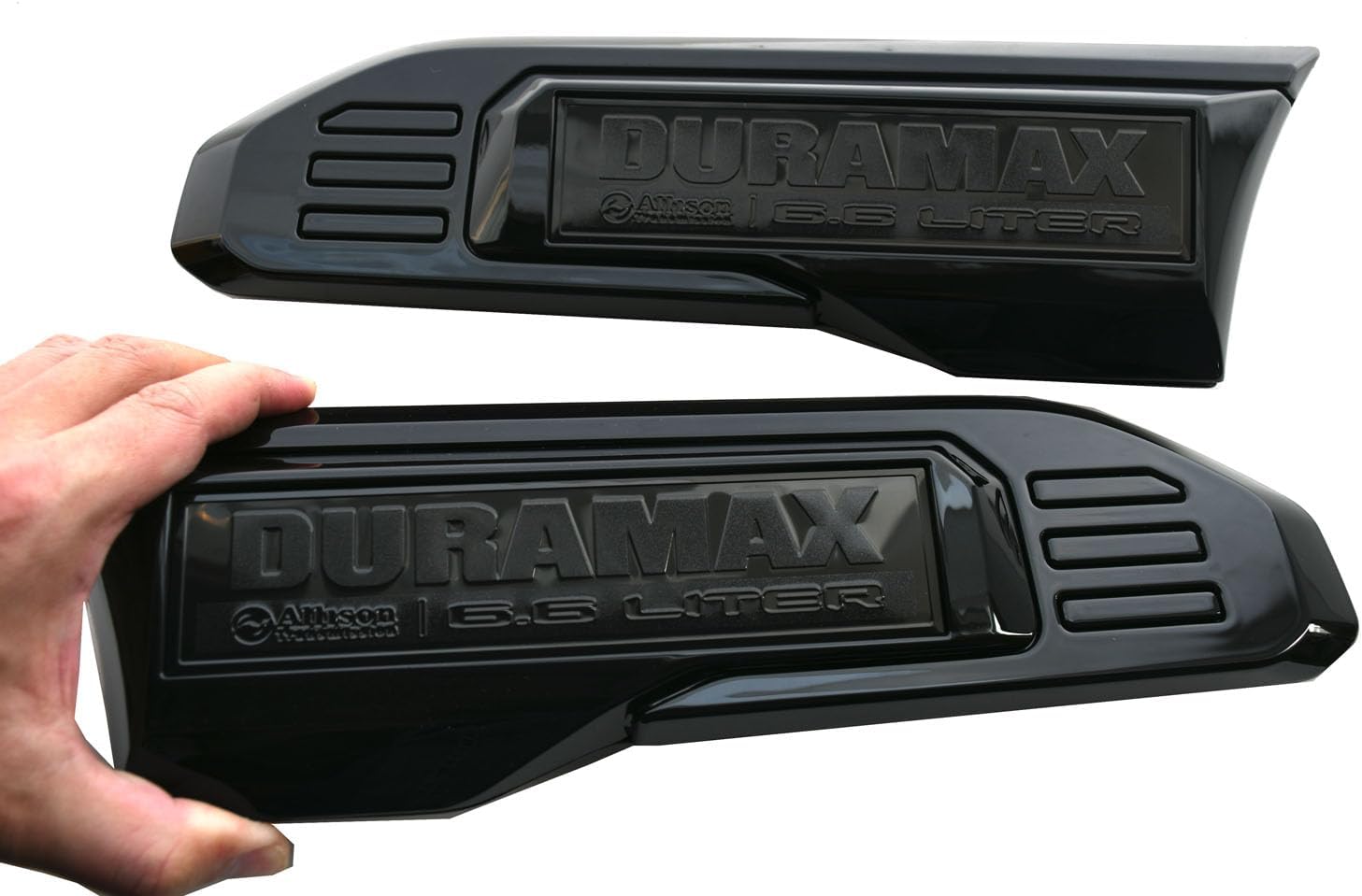 2pcs Allison Transmission 6.6 Liter Emblems Driver Passenger Side Vent Logo Compatible with 2020-2025 Sierra 2500 3500 Dura-max 6.6L Badge 84586287 Kit New (Glossy Black)