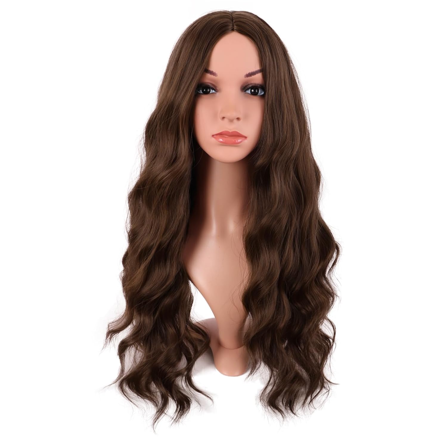 MapofBeauty 28 Inch/70 cm Long Wavy Middle Part with No Bangs Synthetic Fiber Curly Fashion Women Party Cosplay Wig (Brown) MapofBeauty 28 Inch/70 cm Long Wavy Middle Part with No Bangs Synthetic Fiber Curly Fashion Women Party Cosplay Wig (Brown)