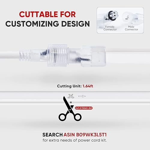 Miniatura 4 de Shine Decor Tira de luces LED de neón de 164 pies164ft amarillo dorado con certificación ETL tira de luz LED de neón flexible IP65 impermeable para