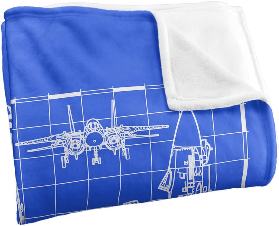 Top Gun Blanket, 50"x60" Plane Blueprint Silky Touch Super Soft Throw Blanket