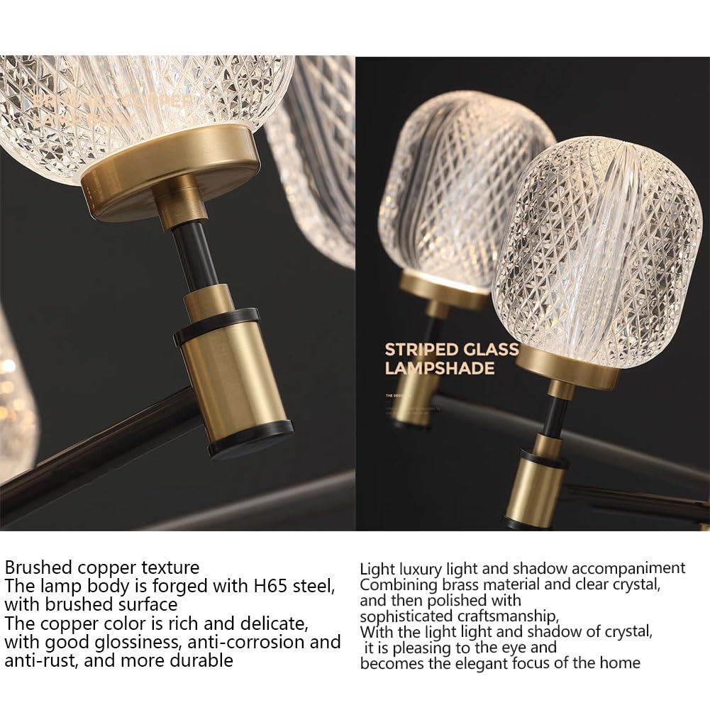 Designerska lampa do salonu, nowoczesny wystrój, wnętrze domu, wyjątkowa lampa, oświetlenie dekoracyjne, w całości miedziane, luksusowe, 9 głowic