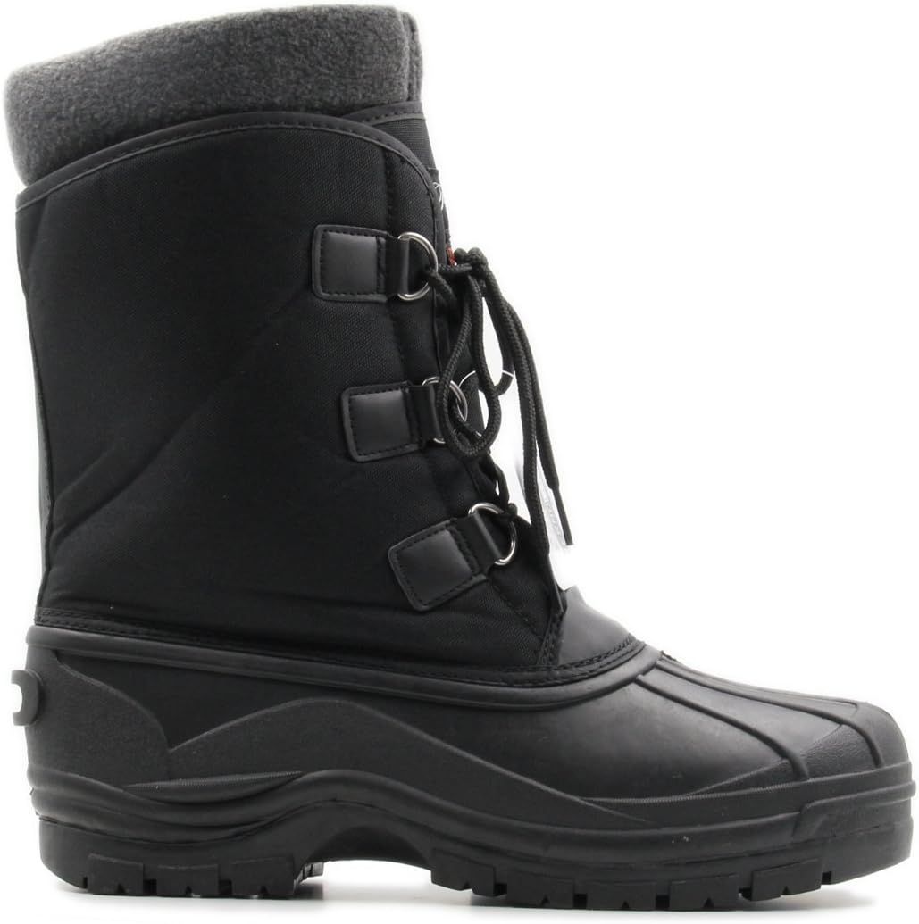 Stylish & Comfort Men's Lace Up Insulated Mid-Calf Water Resistant Duck Boots for Cold/Snow Weather, (Black)