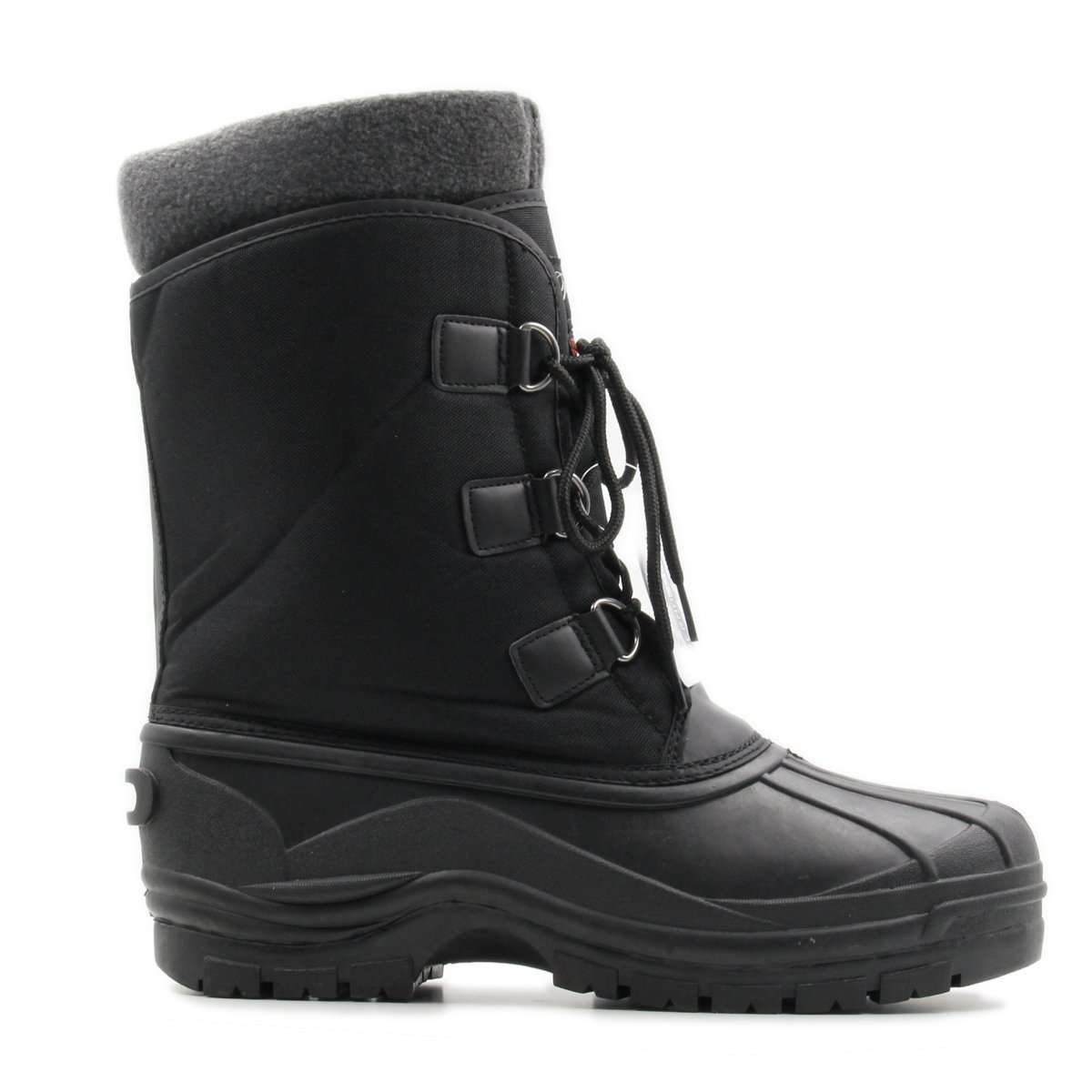Stylish & Comfort Men's Lace Up Insulated Mid-Calf Water Resistant Duck Boots for Cold/Snow Weather, (Black)