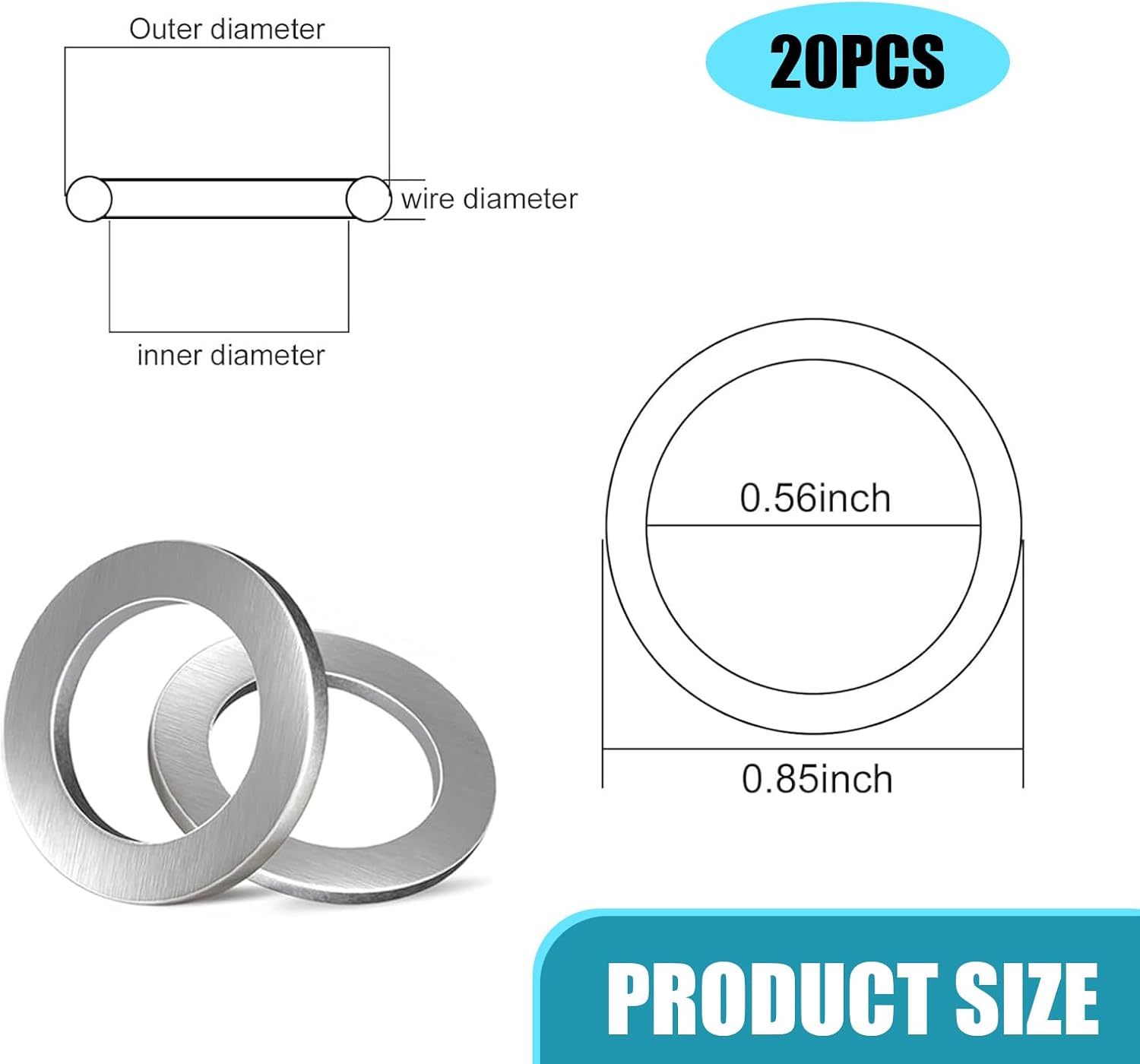 20 PCS Crush Washer Oil Drain Plug, 14mm Aluminum Engine Oil Drain Plug Gasket Washer Seal, Replace #94109-14000, 21513-2300, Compatible with Acura, Kia, Hyundai, Ridgeline (Silver)