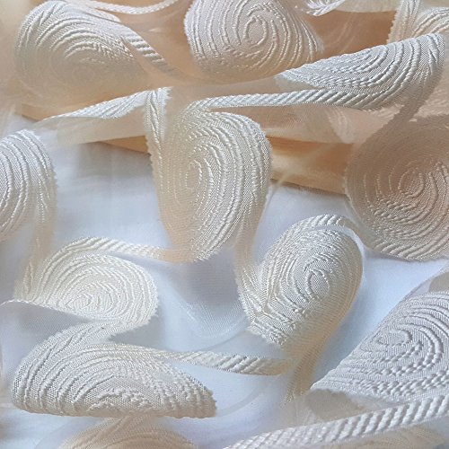 GOHD Circle Cycle. Clipped Voile. Voile Jacquard Window Curtain Drape with Attached Fancy Valance and Taffeta Backing. 2pcs Set. Each pc 54 inch Wide x 84 inch Drop + 18 inch Valance. (Coffee) - Image 5