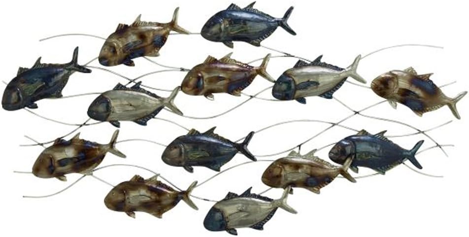 Blue and Bronze Metal Fish Wall Sculpture