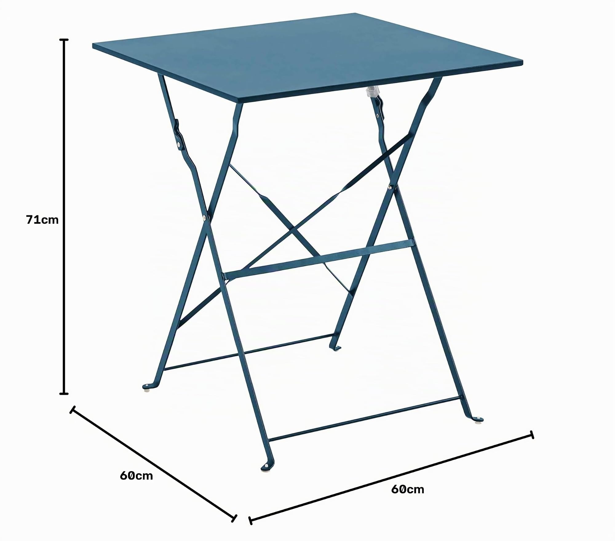 Oviala Table de Jardin Pliante bistrot en Acier 60 cm Bleu Pacific