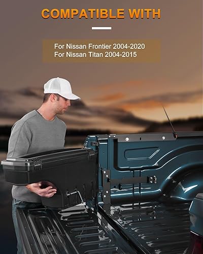 Miniatura 7 de ROADFAR Caja de almacenamiento de repuesto para caja de camioneta del lado derecho del pasajero para Nissan Frontier 2004-2020, para Nissan Titan