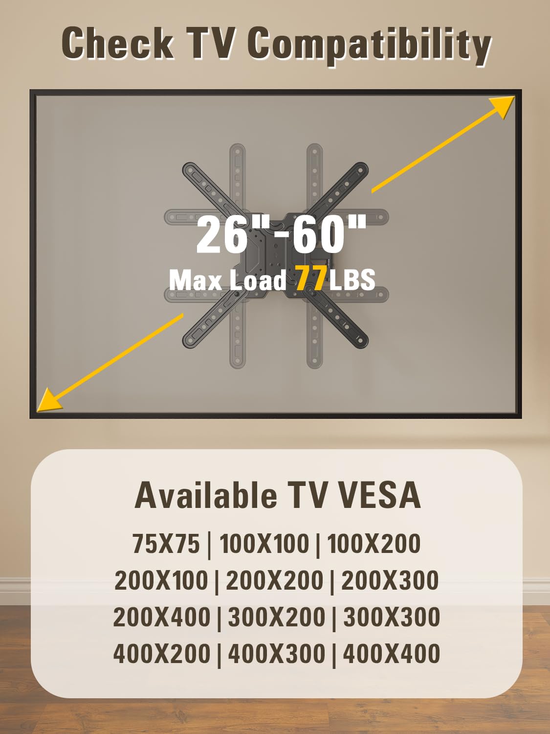 Mounting Dream UL Listed Full Motion TV Wall Mount for 32/43/50/55 Inch TVs — Amazon image 2