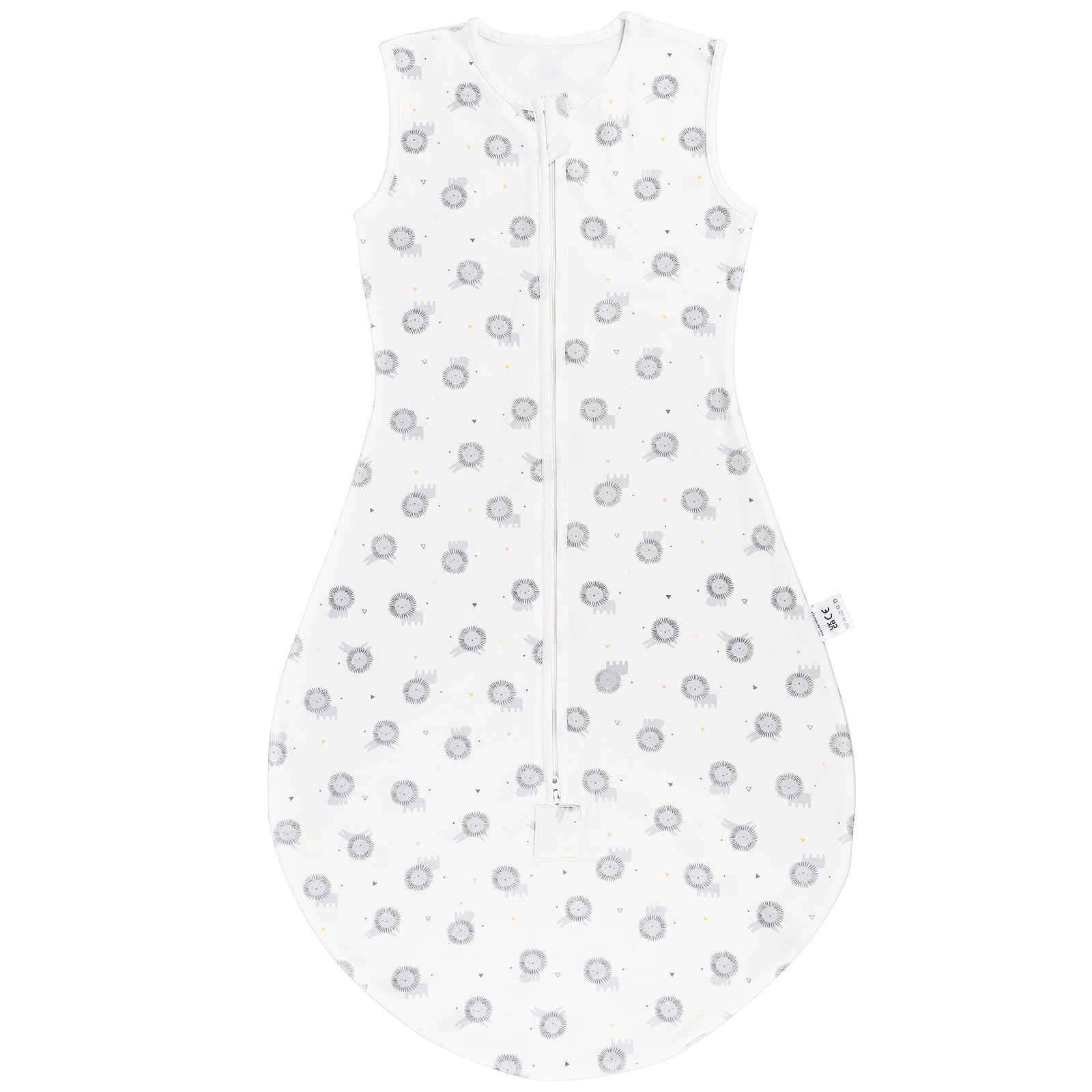 Taricor Babyschlafsack Sommer 0.5 Tog, 100% Baumwolle Baby Schlafsack Frühling, Seitlicher ReißVerschluss Ärmellos Innenschlafsack Baby Unisex für 0-6 Monate (S, 65 cm, Süßer Löwe)