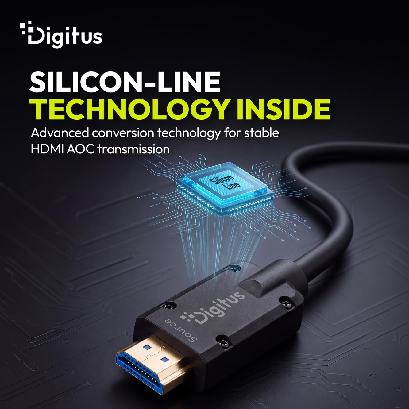 DIGITUS Cable HDMI de fibra óptica – 20 m – UHD 8k 60 Hz, 4k 120 Hz