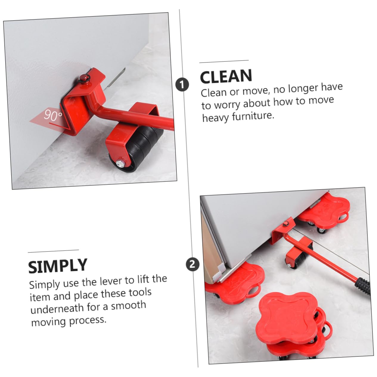 Uonlytech Kit Per Trasloco Mobili Set Di Rulli Per Traslochi Puleggia Multifunzionale Trasloco Letti Attrezzo Di Sollevamento Rosso