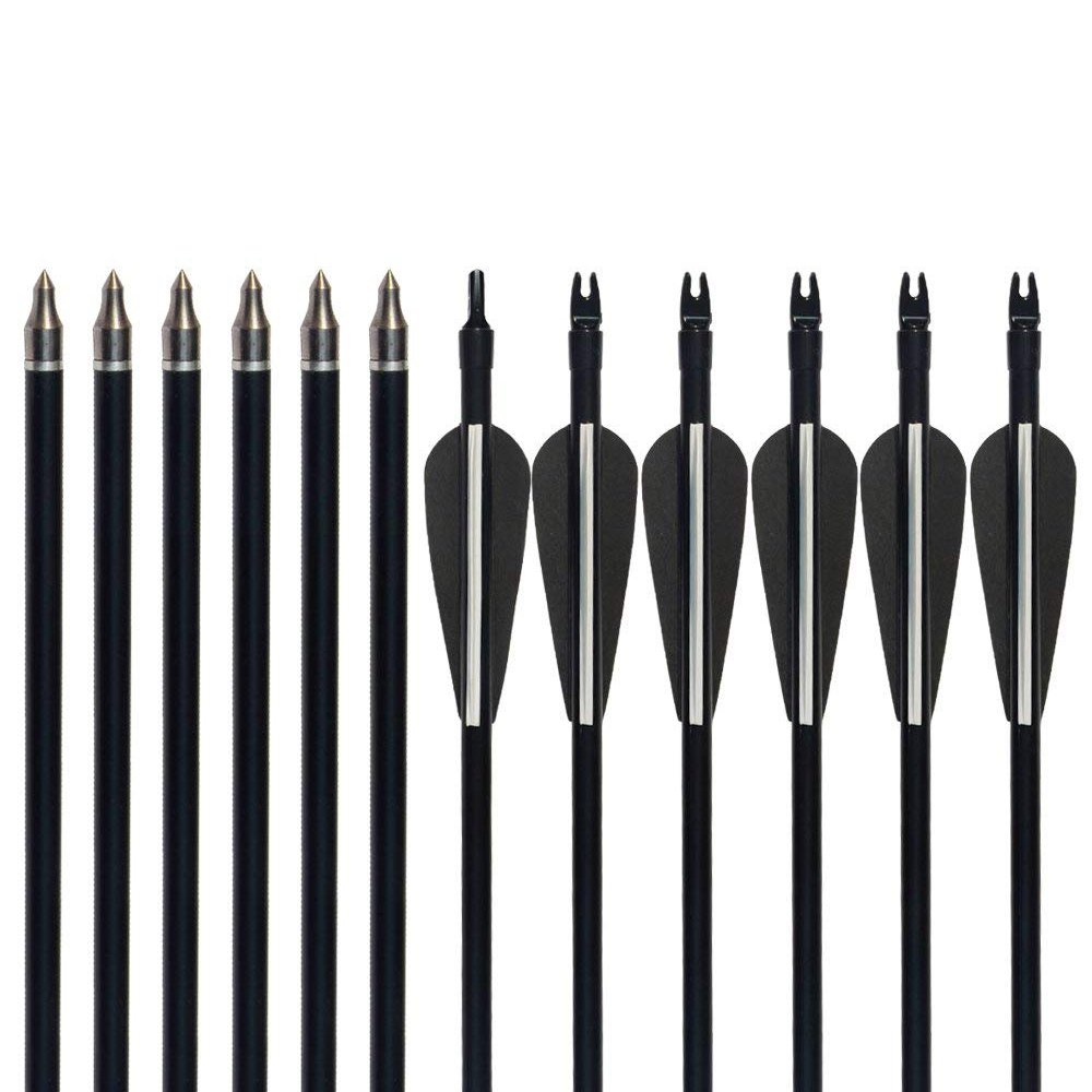 31inch Archery Arrows Fiberglass Target Hunting 12pcs Changeable Arrowheads Compound Recurve Bow