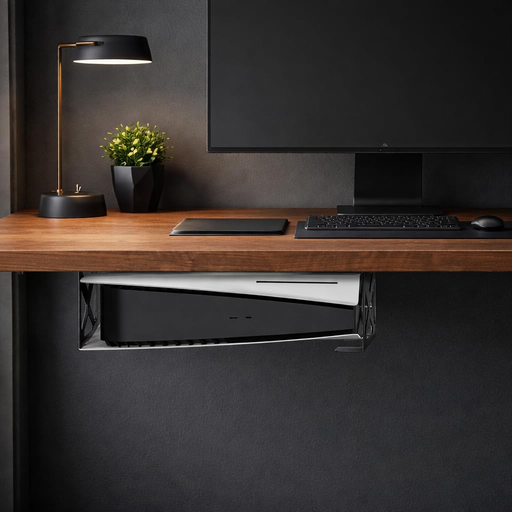 Under Desk Mount for PS5 Disc and Digital Edition, Heavy-Duty Powder-Coated Steel, Space-Saving with Anti-Slip Silicone Pads-image-40