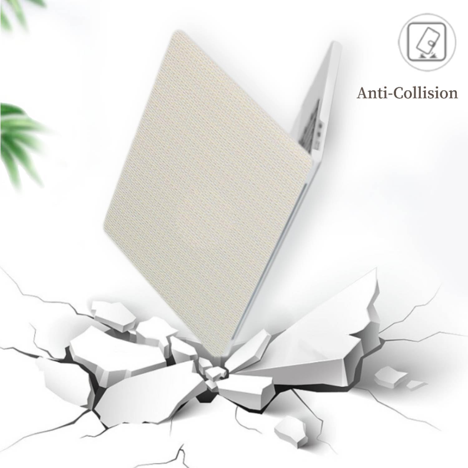 Case Compatible with MacBook Air 13 inch (Models: A1369 & A1466, Older Version 2010-2017), 2 in 1 Leather Hard Shell Protective Case Cover & Keyboard Protector - Woven Beige